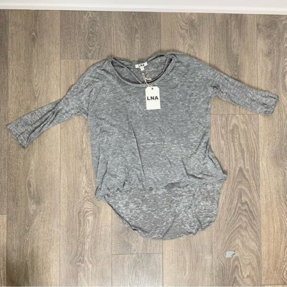 REVOLVE LNA Women's Cape Strap Tee Top T-shirt Burnout 3/4 Length Sleeve Gray XS - Picture 4 of 14